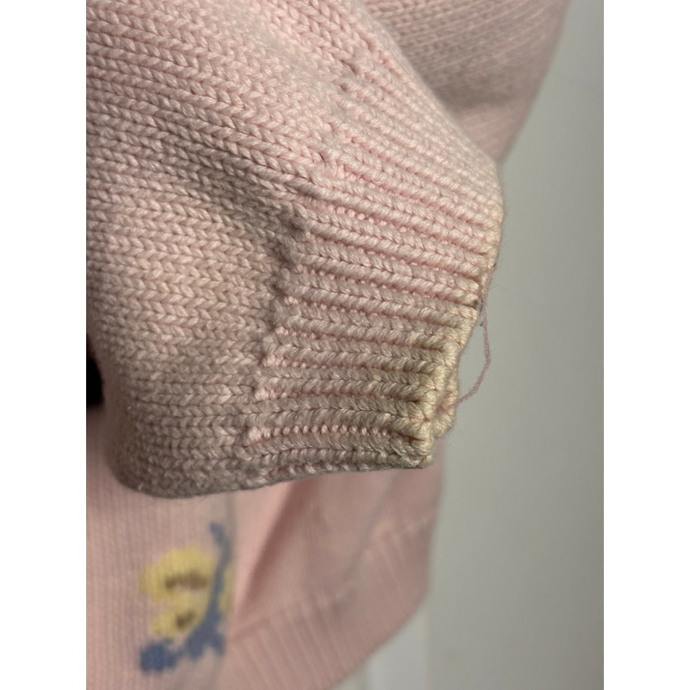 Northern Reflections Vintage Pink Cat Intarsia Cotton Cardigan Sweater Womens S - Picture 5 of 11